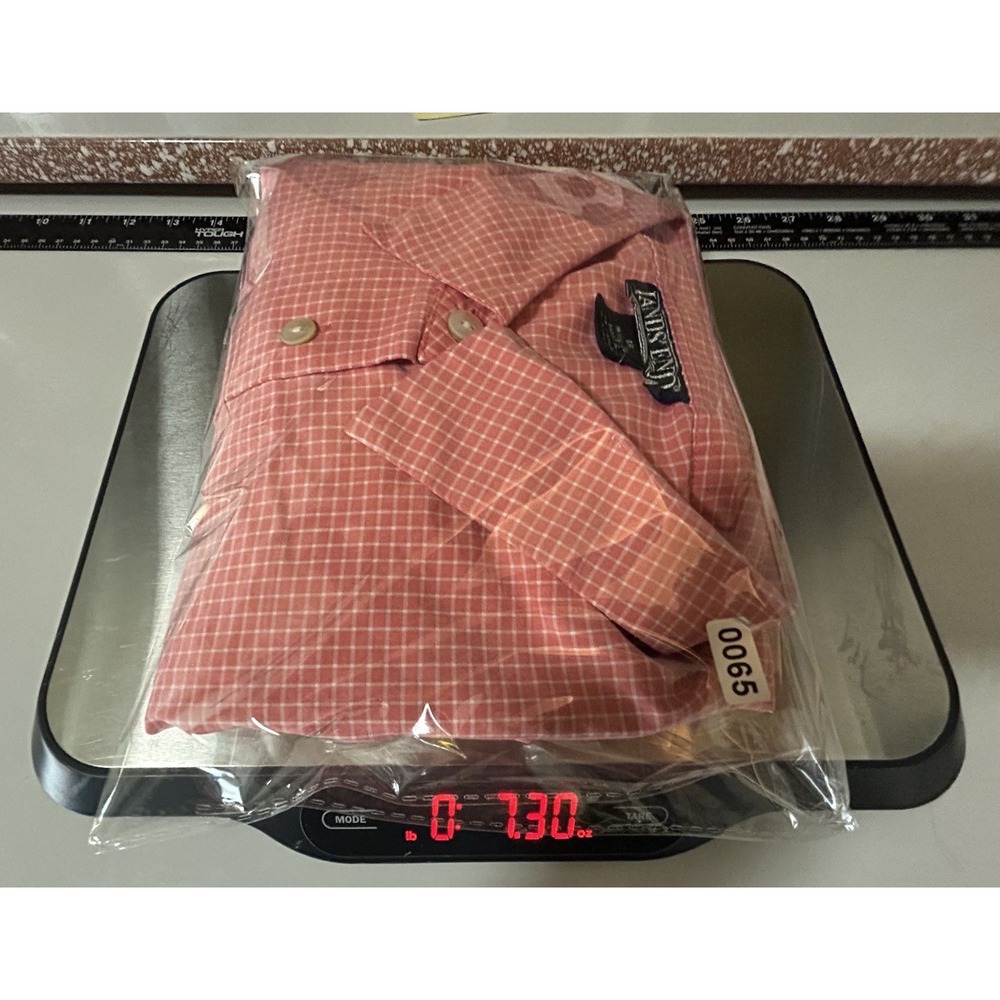 Lands' End button-down shirt Pink and white gingham/check Size 18 - Picture 9 of 9